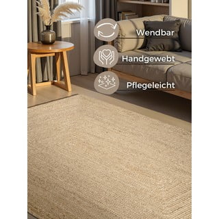 Obojestranska/ročno tkana preproga iz jute v svetli naravni barvi 160x230 cm Sharmila Natural White – Hanse Home