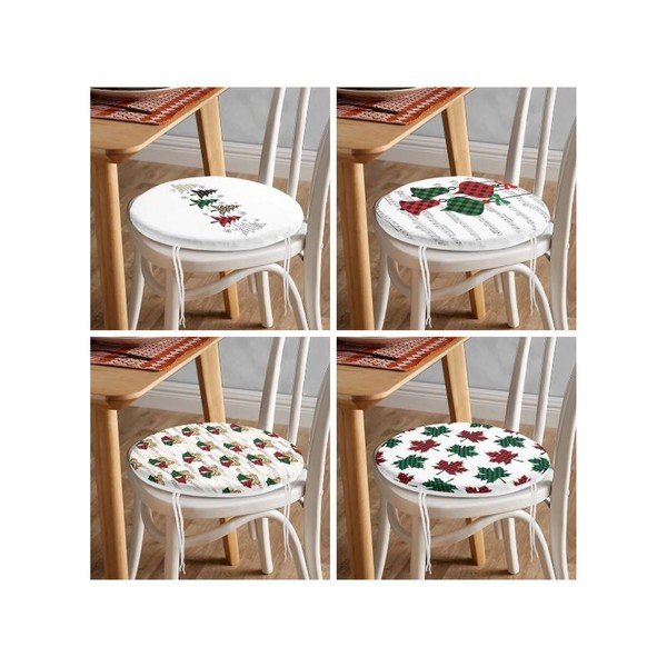 Sedežne blazine z božičnim motivom v kompletu 4 ks ø 40 cm Tartan – Mila Home-image-4