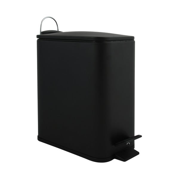 Mat črn jeklen koš za smeti s pedalom 5 l Erik – Spirella