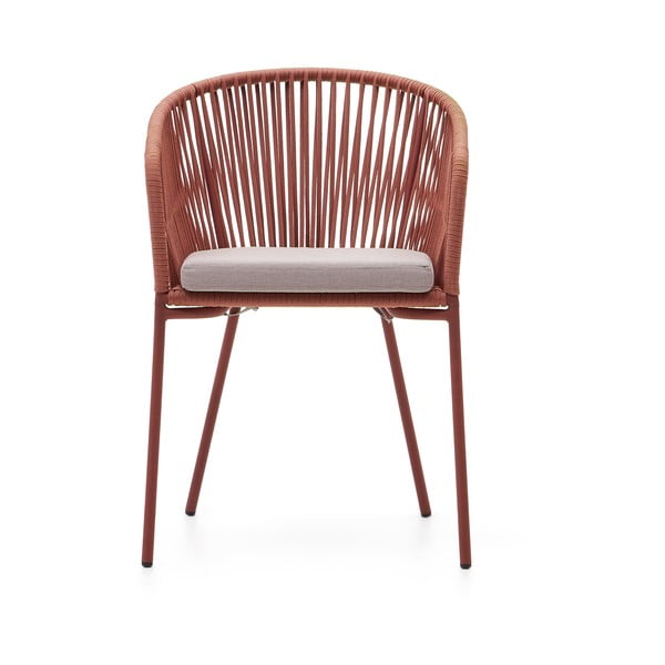 Kovinski/oblazinjen vrtni stol v barvi terakote Yanet – Kave Home-image-2