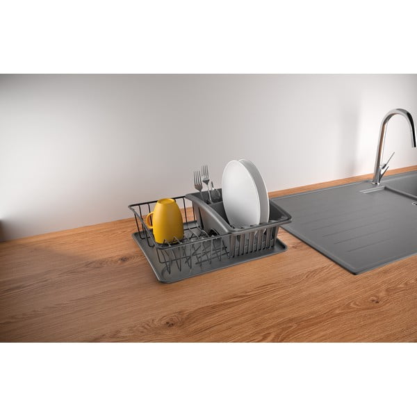 Antracitno siv odcejalnik iz nerjavečega jekla Metaltex Aquatexplus Lava-image-1