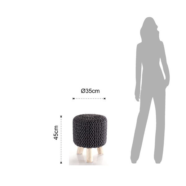 Siva pletena poufa Tomasucci Knit-image-1