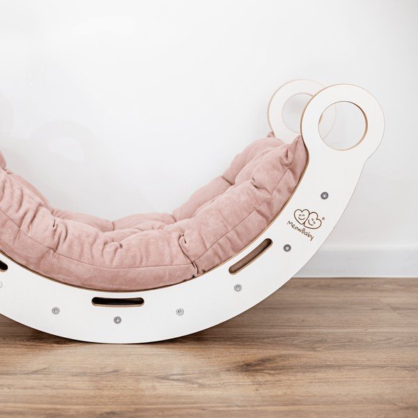Belo-rožnata gugalnica iz masivnega bora 39x75x38 cm Montessori – Meowbaby-image-2