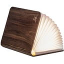 Temno rjava majhna namizna svetilka LED v obliki knjige iz orehovega lesa Gingko Booklight