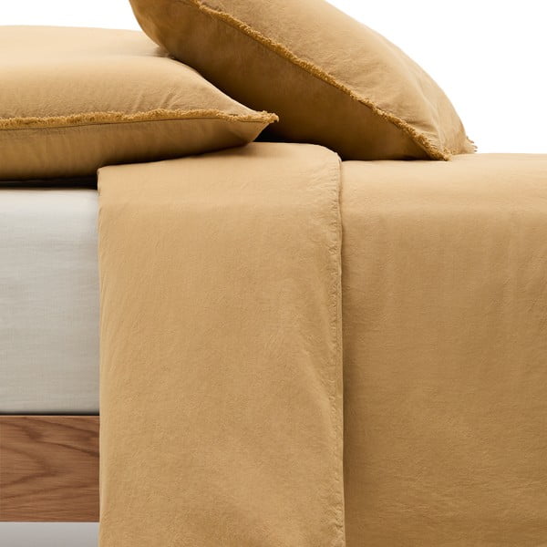 Gorčično rumena enojna podaljšana posteljnina iz bombažnega perkala 150x220 cm Sifinia – Kave Home