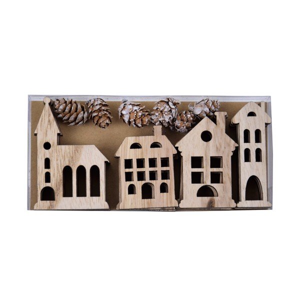 Komplet 12 lesenih visečih okraskov Ego Dekor Huis