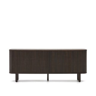 Temno rjava nizka komoda v jesenovem dekorju z drsnimi vrati 180x75 cm Mailen – Kave Home
