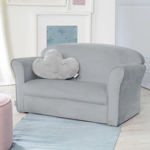 Svetlo siva žametna otroška sedežna garnitura 78 cm Lil Sofa – Roba-image-1