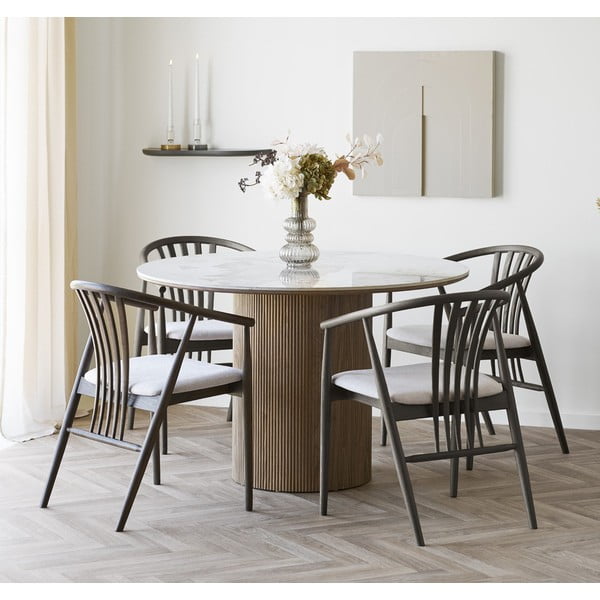Okrogla jedilna miza z mizno ploščo v marmornem dekorju ø 120 cm Athens – House Nordic-image-1