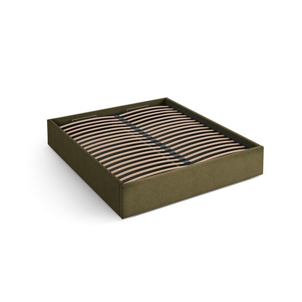 Zelena oblazinjena zakonska postelja s prostorom za shranjevanje/brez vzglavja z letvenim dnom 180x200 cm Susan – Micadoni 