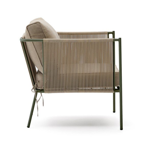 Zeleno-bež kovinski vrtni fotelj Zivia – Kave Home-image-3