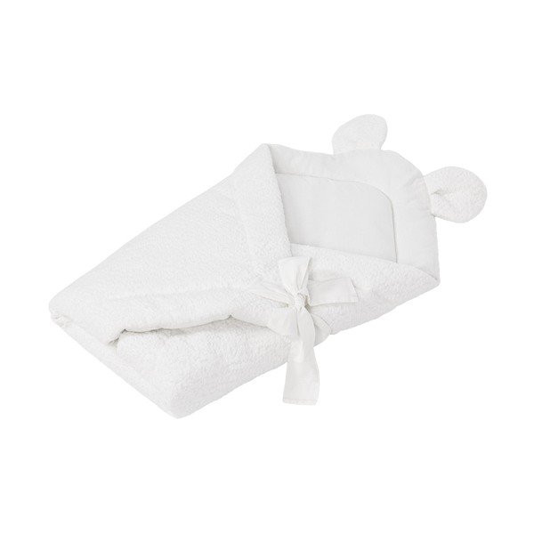 Bela odeja za povijanje dojenčka iz tkanine bouclé 35x65 cm – Meowbaby-image-1