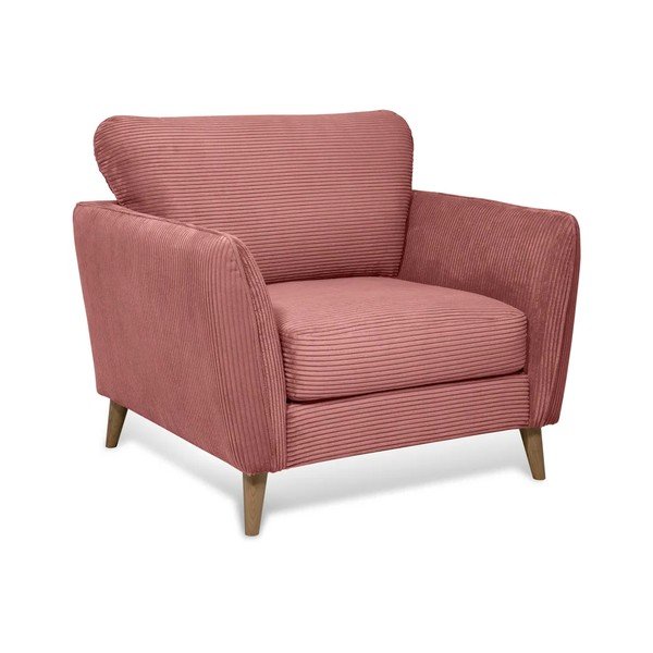 Rožnat fotelj iz rebrastega žameta Paris – Scandic