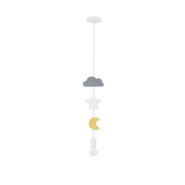 Rumena/svetlo modra viseča svetilka s tekstilnim senčilom Single – Candellux Lighting-image-1