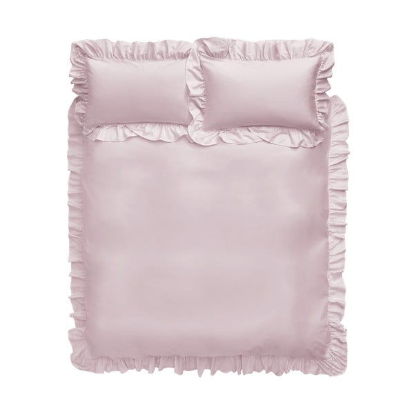 Roza bombažna posteljnina Bianca Frill, 135 x 200 cm