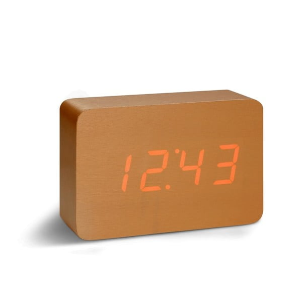 Oranžna budilka LED Gingko Brick Click Clock