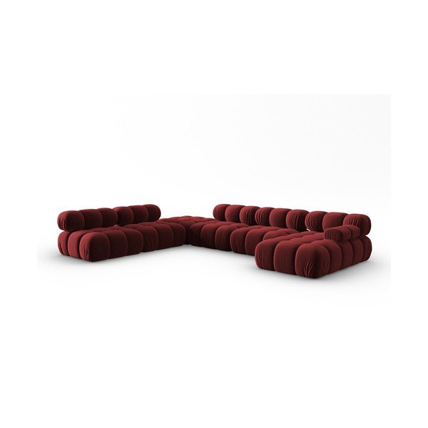 Rdeča žametna sedežna garnitura 379 cm Bellis – Micadoni Home-image-3