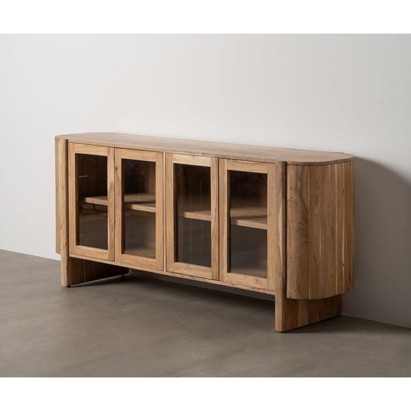 Vitrina iz masivne akacije v naravni barvi 180x80x40 cm Creel – Ixia-image-1