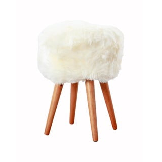 Stolček s sedežem iz bele ovčje kože Native Natural, ⌀ 30 cm