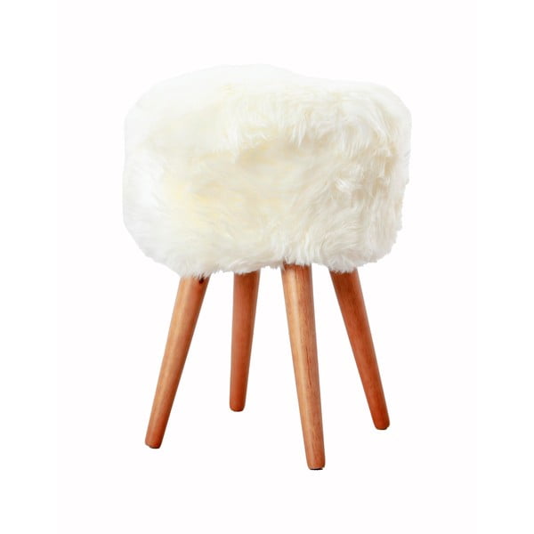 Stolček s sedežem iz bele ovčje kože Native Natural, ⌀ 30 cm