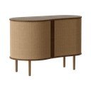 Rjava/svetlo rjava komoda v hrastovem dekorju z drsnimi vrati 100x67x50 cm Audacious – UMAGE