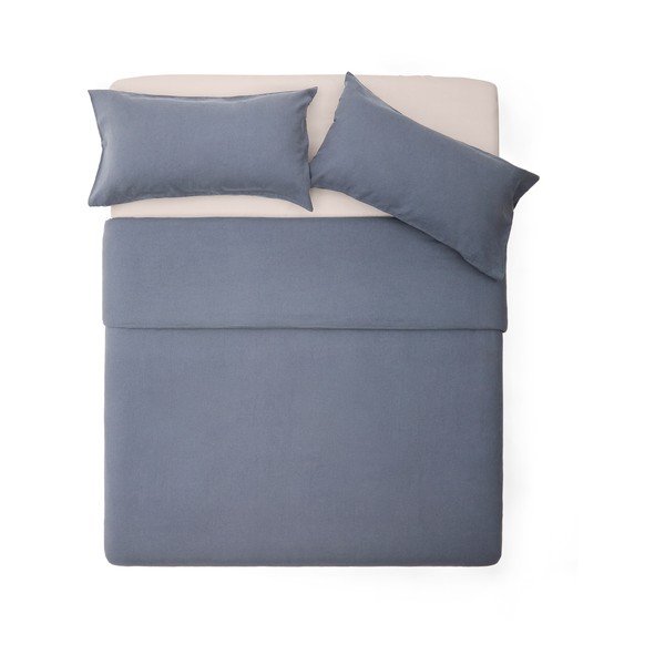 Prašno modra podaljšana posteljnina za zakonsko posteljo iz mešanice lana 240x220 cm Simmel – Kave Home