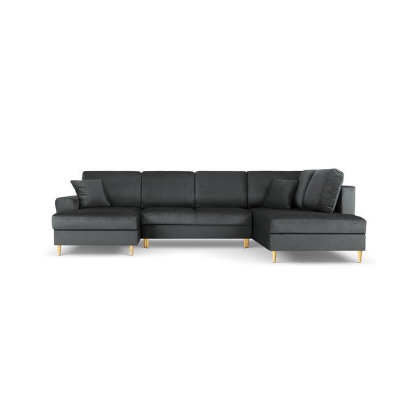 Temno siva žametna raztegljiva kotna sedežna garnitura s prostorom za shranjevanje (desni kot/v obliki črke "U") Kyoto – Cosmopolitan Design