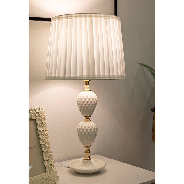 Bela namizna svetilka s tekstilnim senčilom (višina 57 cm) Torre – Mauro Ferretti-image-1