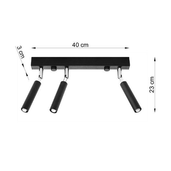 Črna stropna svetilka Sollux Tiden Trio-image-3