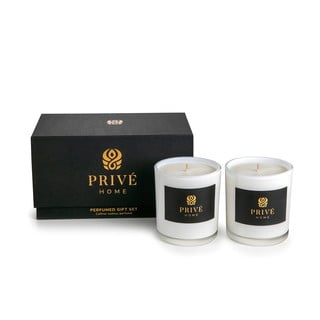 Set 2 belih dišečih sveč Privé Home Safran-Ambre Noir & Black Wood