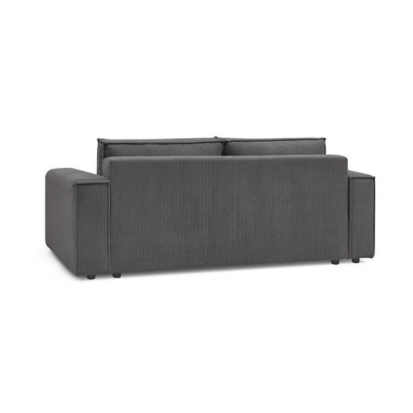 Temno siva raztegljiva sedežna garnitura iz rebrastega žameta 245 cm Nihad – Bobochic Paris-image-4