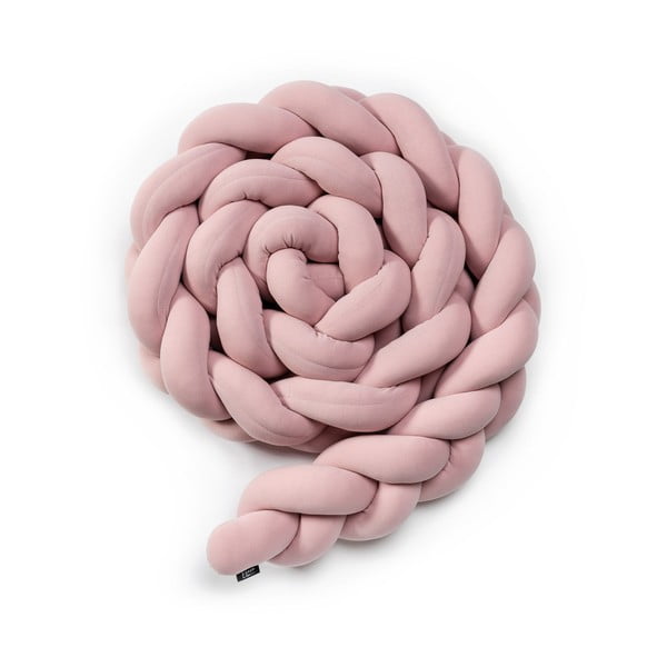 Rožnata bombažna pletena zaščita za posteljico ESECO, dolžina 360 cm