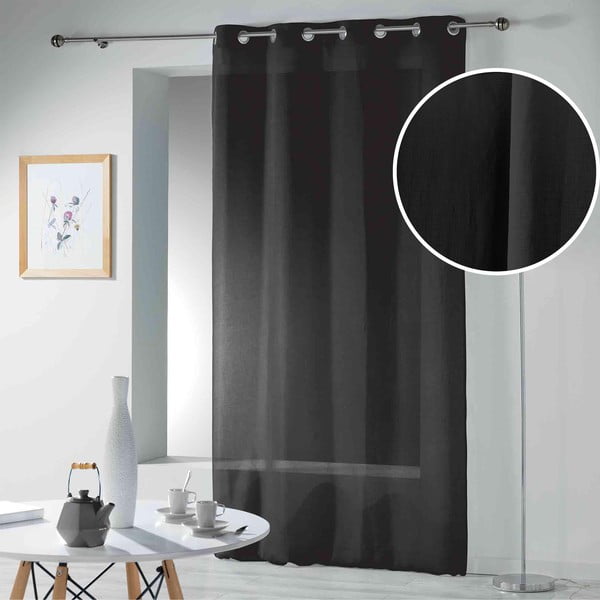Črna prosojna zavesa 140x280 cm Telma – douceur d'intérieur-image-3
