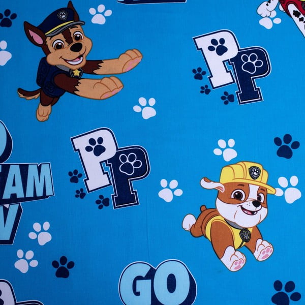 Modra napenjalna bombažna otroška rjuha 90x200 cm Paw Patrol – Jerry Fabrics-image-1