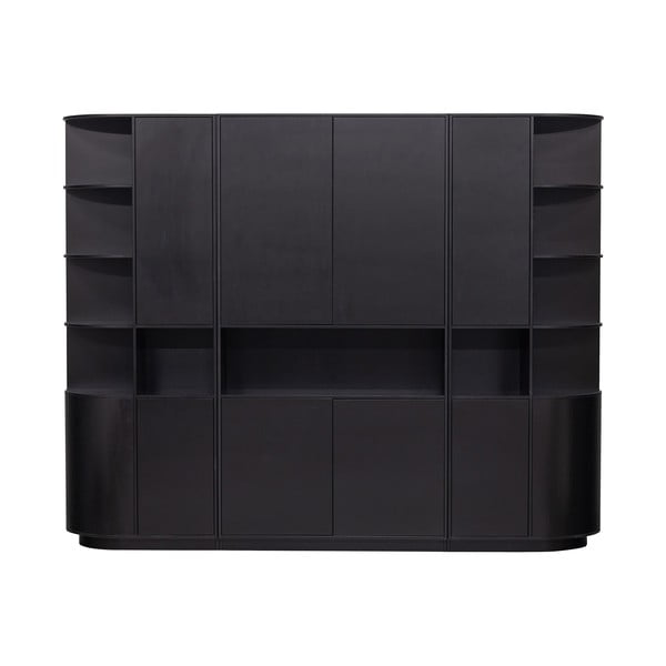 Črna modularna knjižna polica iz masivnega bora 266x210 cm Finca – WOOOD