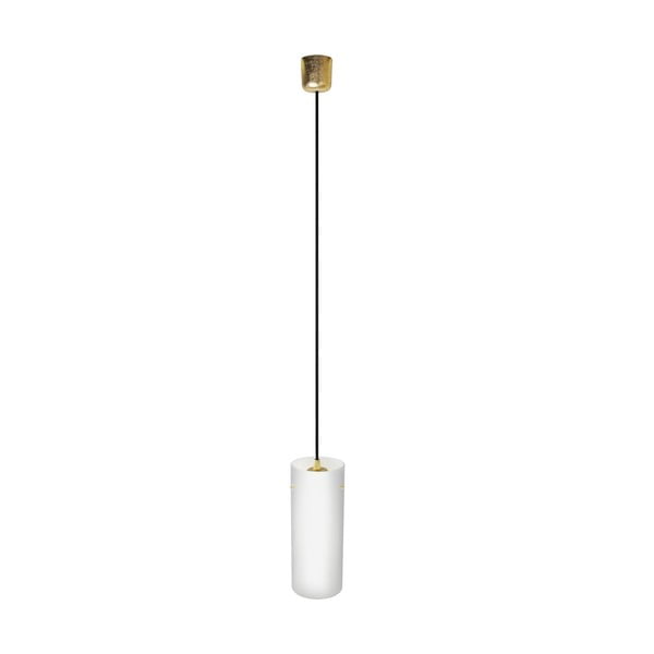 Bela in zlata viseča svetilka s črnim kablom in zlato vtičnico Sotto Luce Paipu