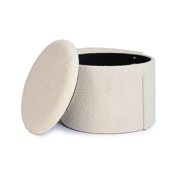 Kremno bel tabure iz tkanine bouclé Anthea – Yes Everyday-image-3
