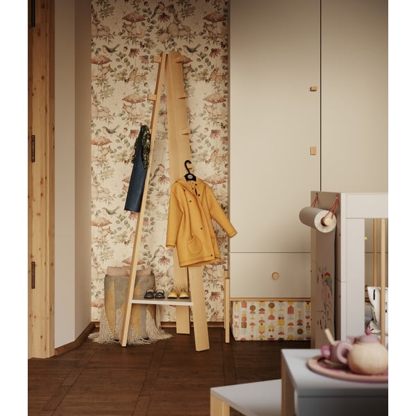 Svetlo siv otroški obešalnik iz bukovega lesa Cube - Pinio-image-1