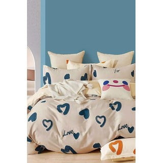Bež 3-delna enojna podaljšana posteljnina iz renforce bombaža z rjuho 160x220 cm Amore – Mila Home