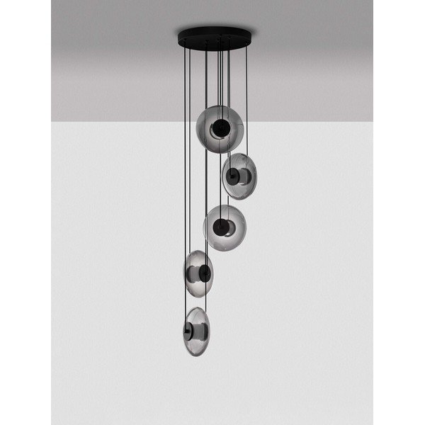 Mat črna steklena LED zatemnitvena viseča svetilka ø 40 cm Ballet – Nova Luce-image-4