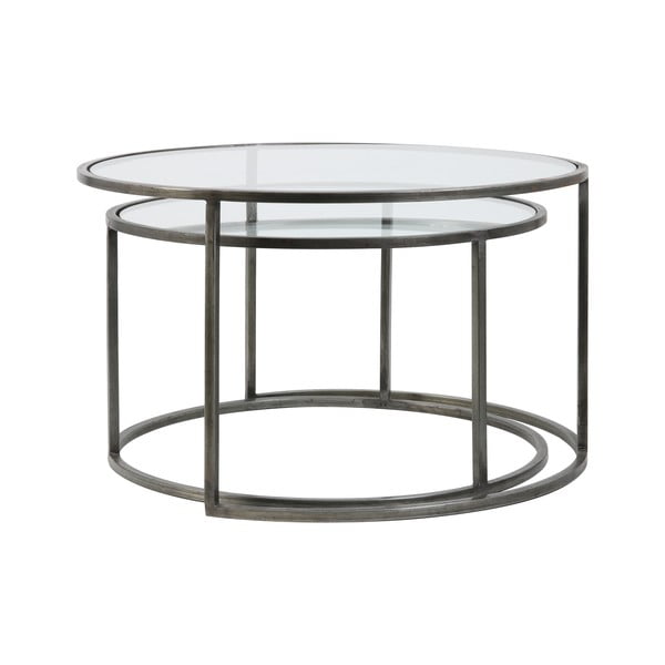 Sive okrogle steklene mizice v kompletu 2 kos ø 75 cm Duarte - Light & Living-image-3