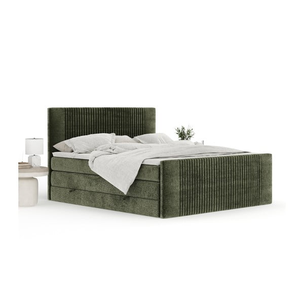 Temno zelena boxspring postelja s prostorom za shranjevanje 180x200 cm Bergamo – Maison de Rêve-image-3
