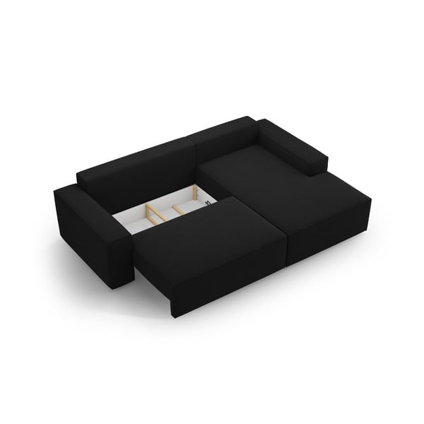 Črna raztegljiva kotna sedežna garnitura (desni kot) Jodie – Micadoni Home-image-4