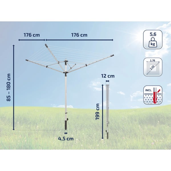 Vrtno stojalo za sušenje perila v srebrni barvi 50 m LinoLift 500 – LEIFHEIT-image-2