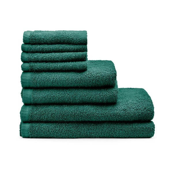 Temno zeleni hitro sušeči/frotirni bombažni komplet brisač 8 ks Quick Dry – Catherine Lansfield