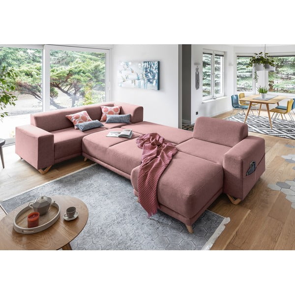 Rožnata raztegljiva/s prostorom za shranjevanje kotna sedežna garnitura (levi kot/v obliki črke "U") Classy Sophie – Miuform-image-4