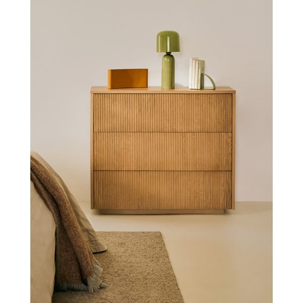 Komoda v hrastovem dekorju v naravni barvi 90x79x50 cm Helvine – Kave Home-image-1