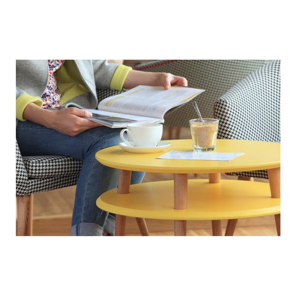 Temno siva mizica z naravnimi nogami Ragaba UFO, Ø 70 cm-image-1