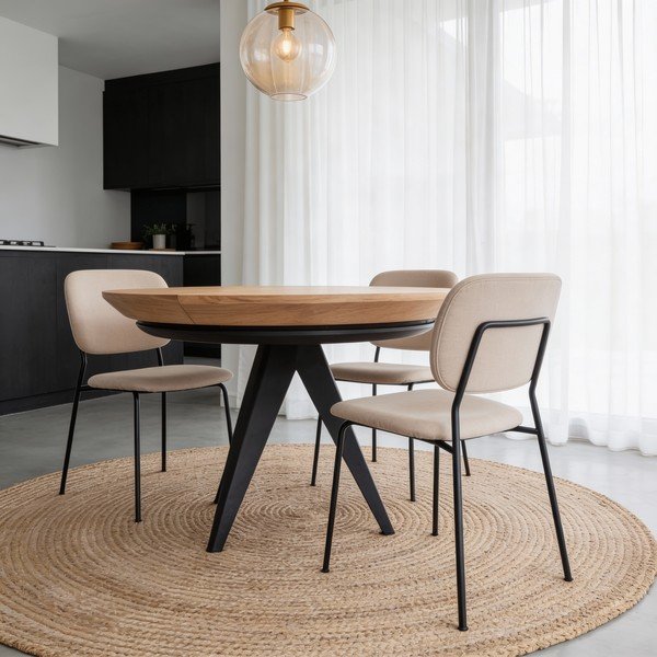 Okrogla raztegljiva jedilna miza z dodatno ploščo z mizno ploščo v hrastovem dekorju ø 120 cm Magnus – Windsor & Co Sofas-image-1