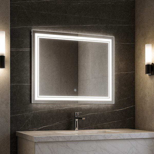 Stensko ogledalo z lučjo 90x70 cm Zenith – Bonami Essentials-image-1